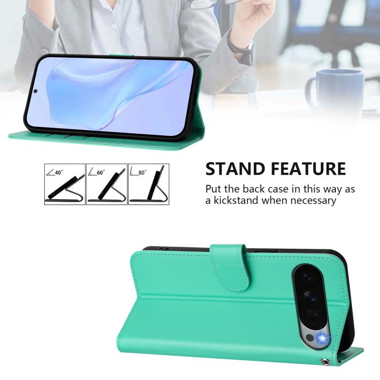 For Google Pixel 11 Pro XL Skin Feel Solid Color Leather Phone Case with Lanyard