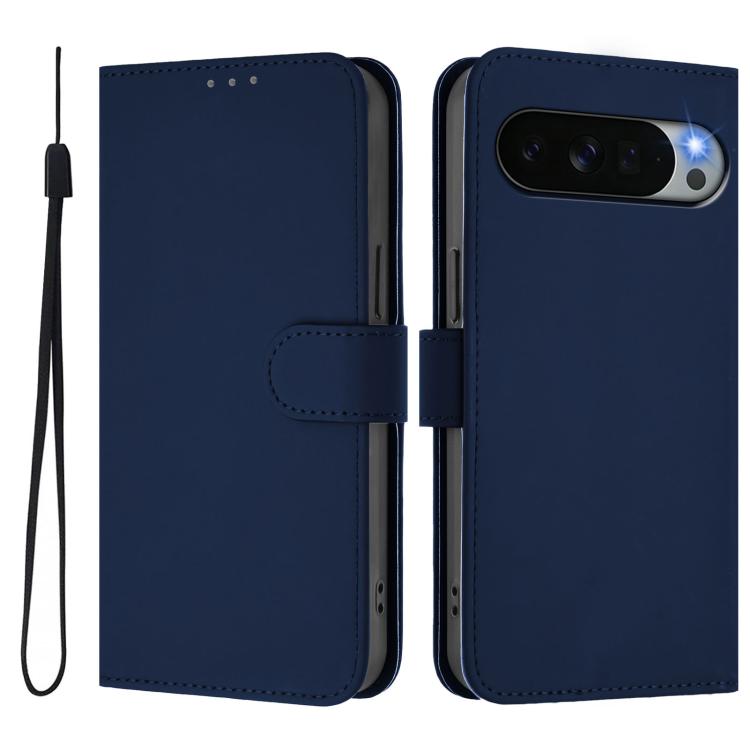 For Google Pixel 11 Pro XL Skin Feel Solid Color Leather Phone Case with Lanyard