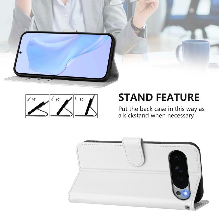 For Google Pixel 11 Pro XL Skin Feel Solid Color Leather Phone Case with Lanyard