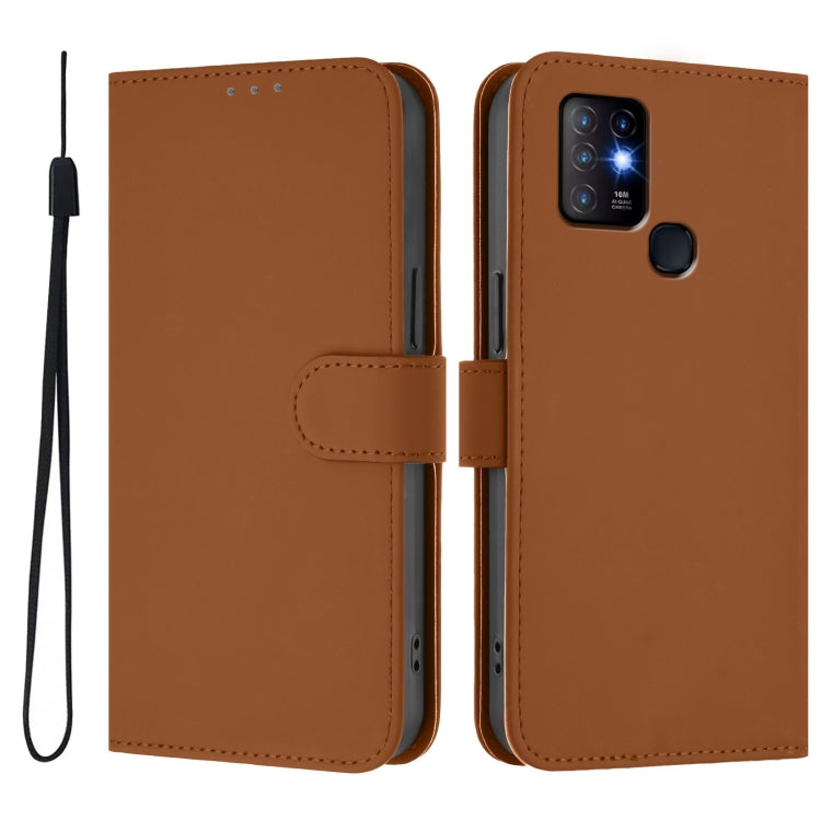 For Infinix Hot 10 Skin Feel Solid Color Leather Phone Case with Lanyard
