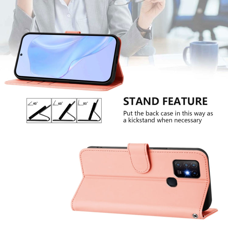 For Infinix Hot 10 Skin Feel Solid Color Leather Phone Case with Lanyard