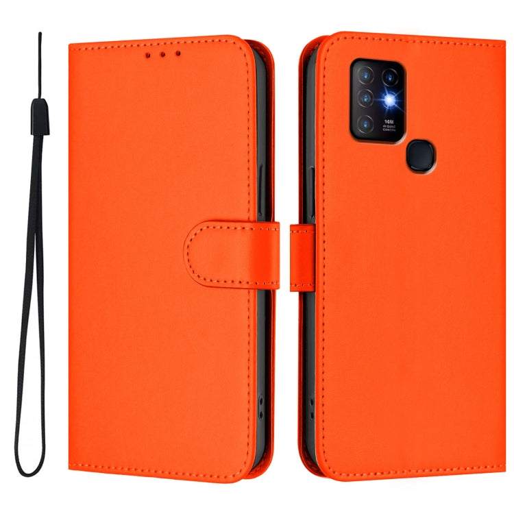 For Infinix Hot 10 Skin Feel Solid Color Leather Phone Case with Lanyard