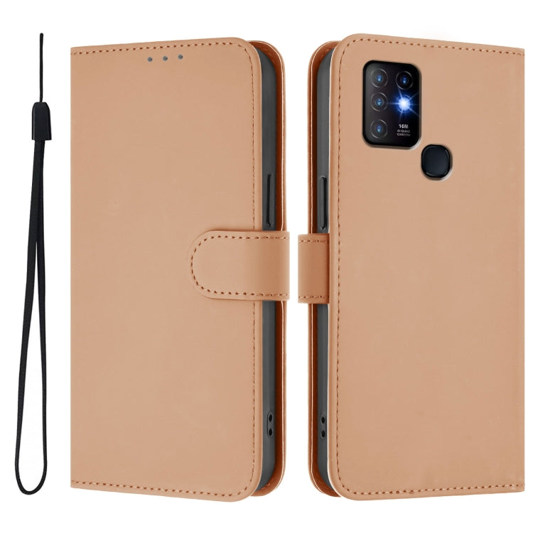 For Infinix Hot 10 Skin Feel Solid Color Leather Phone Case with Lanyard