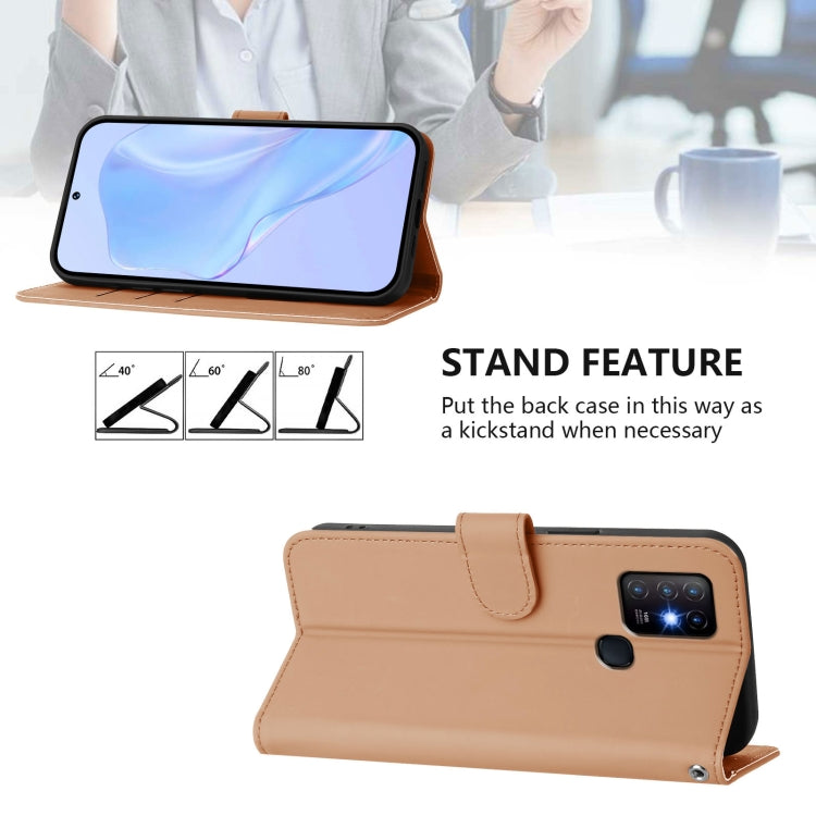 For Infinix Hot 10 Skin Feel Solid Color Leather Phone Case with Lanyard