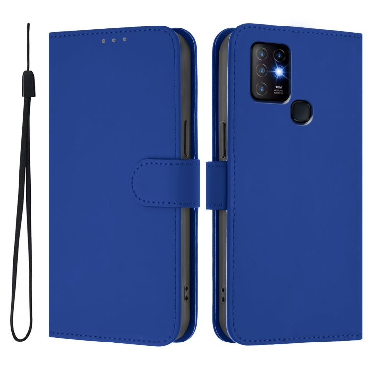 For Infinix Hot 10 Skin Feel Solid Color Leather Phone Case with Lanyard