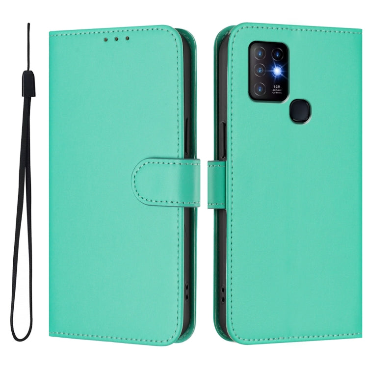 For Infinix Hot 10 Skin Feel Solid Color Leather Phone Case with Lanyard