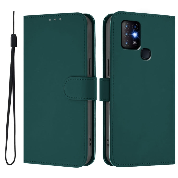 For Infinix Hot 10 Skin Feel Solid Color Leather Phone Case with Lanyard
