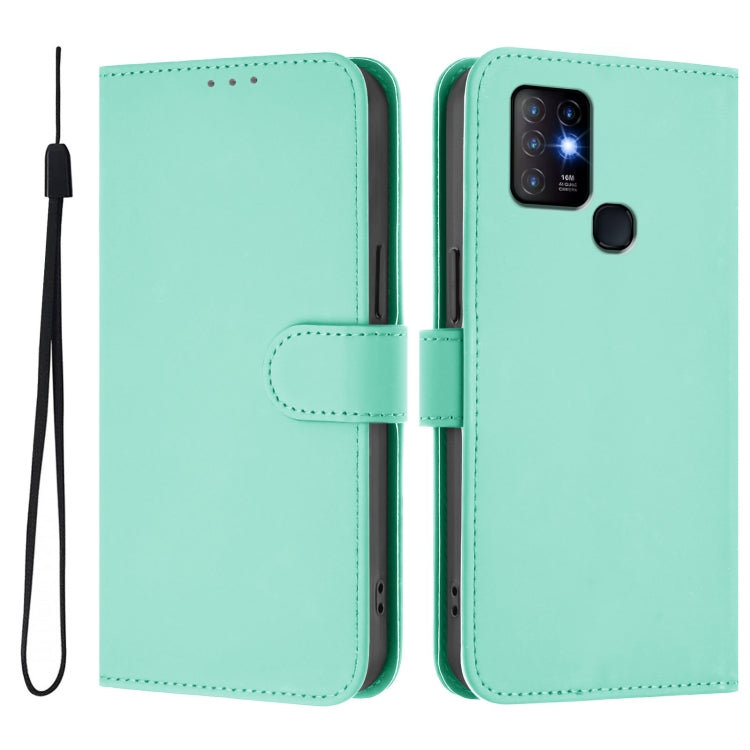 For Infinix Hot 10 Skin Feel Solid Color Leather Phone Case with Lanyard