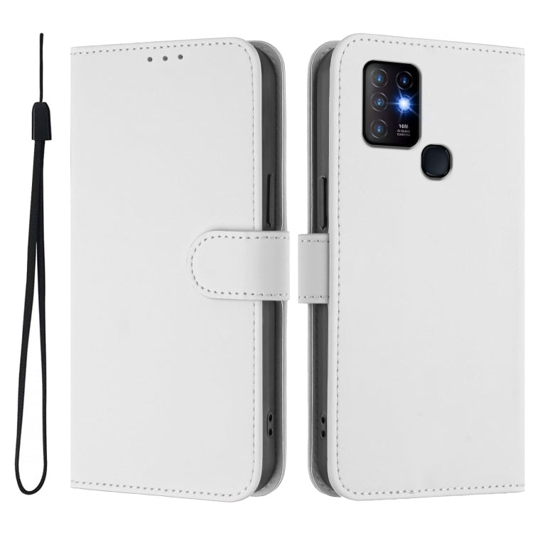 For Infinix Hot 10 Skin Feel Solid Color Leather Phone Case with Lanyard