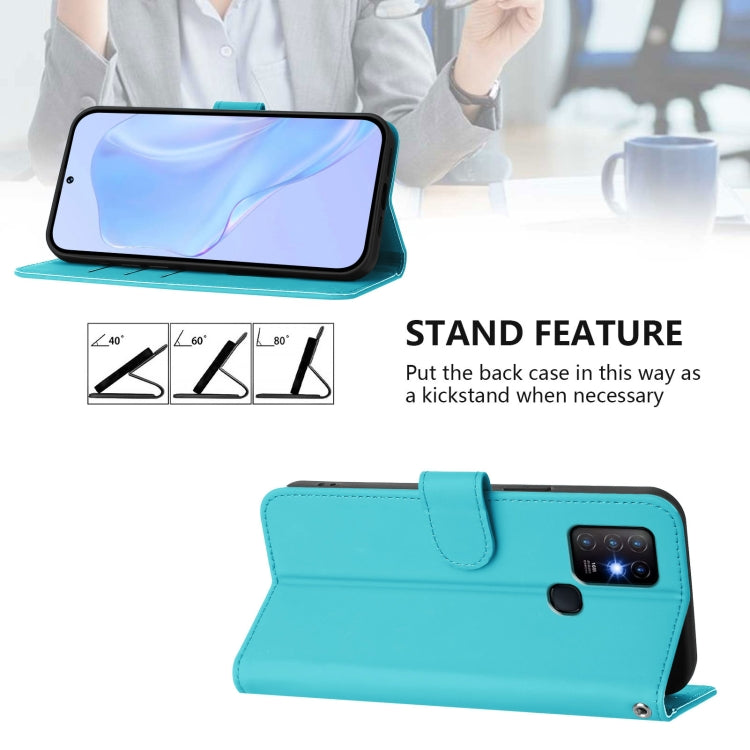 For Infinix Hot 10 Skin Feel Solid Color Leather Phone Case with Lanyard