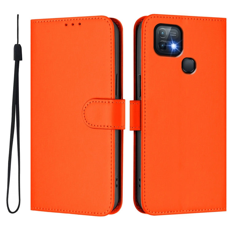 For Infinix Hot 10i Skin Feel Solid Color Leather Phone Case with Lanyard