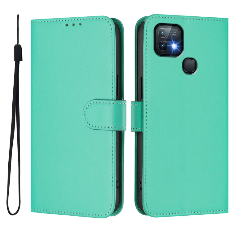 For Infinix Hot 10i Skin Feel Solid Color Leather Phone Case with Lanyard