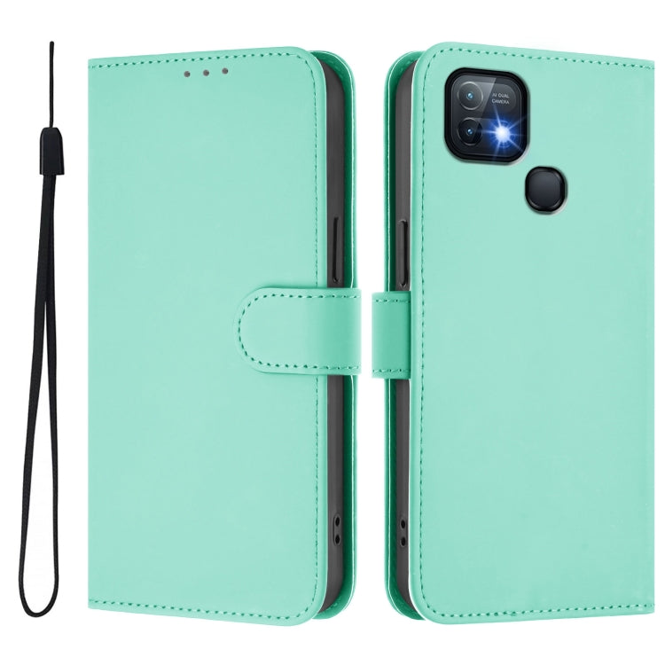 For Infinix Hot 10i Skin Feel Solid Color Leather Phone Case with Lanyard