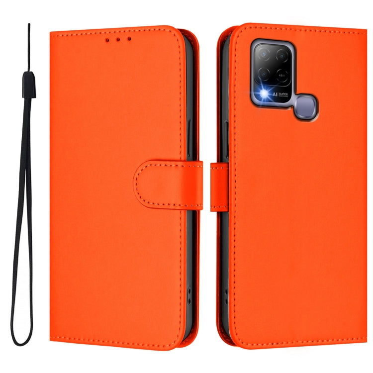 For Infinix Hot 10T / Hot 10s Skin Feel Solid Color Leather Phone Case with Lanyard