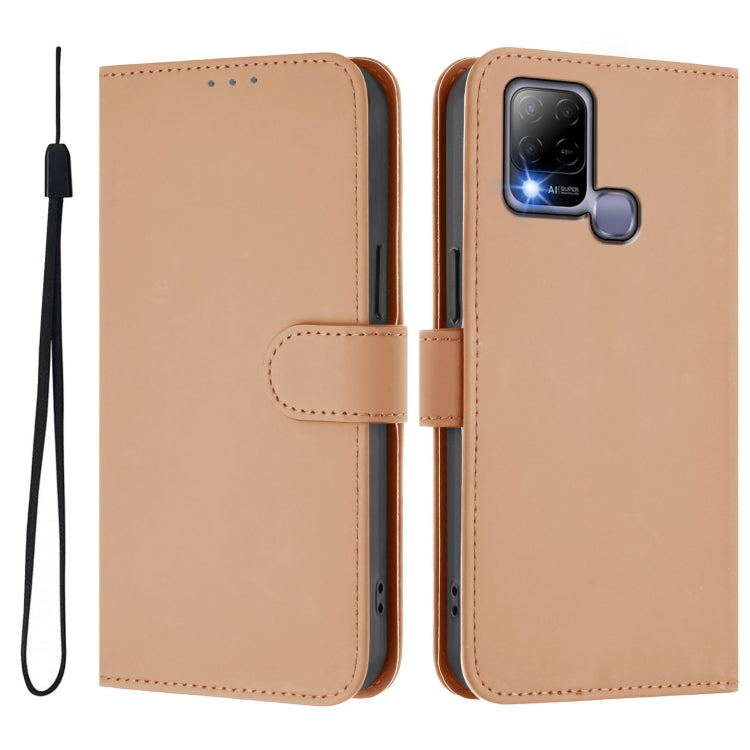 For Infinix Hot 10T / Hot 10s Skin Feel Solid Color Leather Phone Case with Lanyard