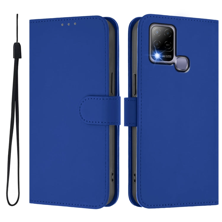 For Infinix Hot 10T / Hot 10s Skin Feel Solid Color Leather Phone Case with Lanyard