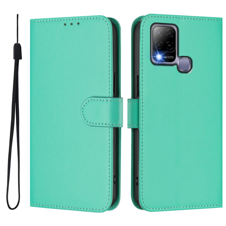 For Infinix Hot 10T / Hot 10s Skin Feel Solid Color Leather Phone Case with Lanyard