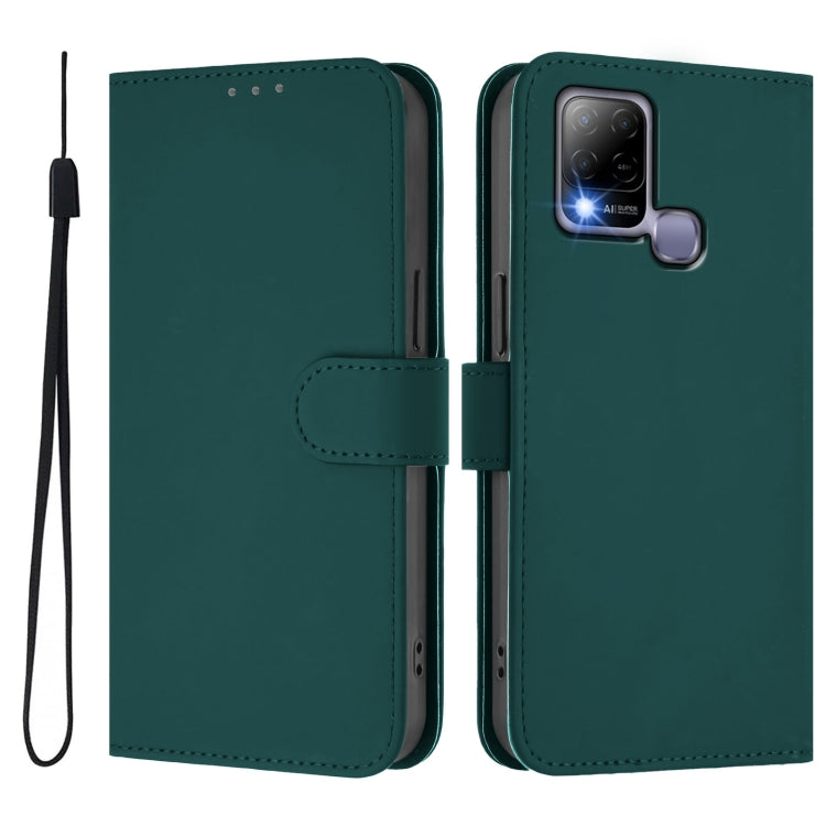 For Infinix Hot 10T / Hot 10s Skin Feel Solid Color Leather Phone Case with Lanyard