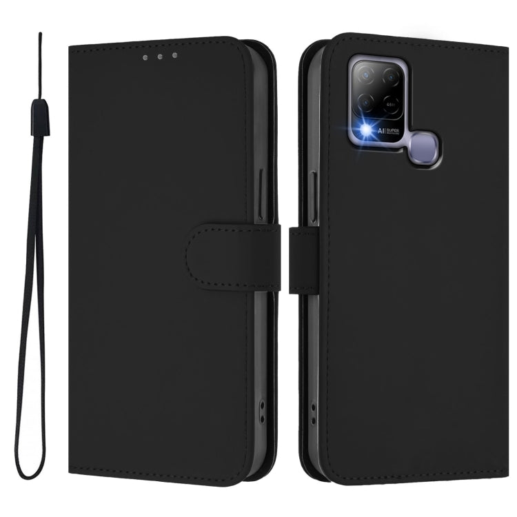 For Infinix Hot 10T / Hot 10s Skin Feel Solid Color Leather Phone Case with Lanyard
