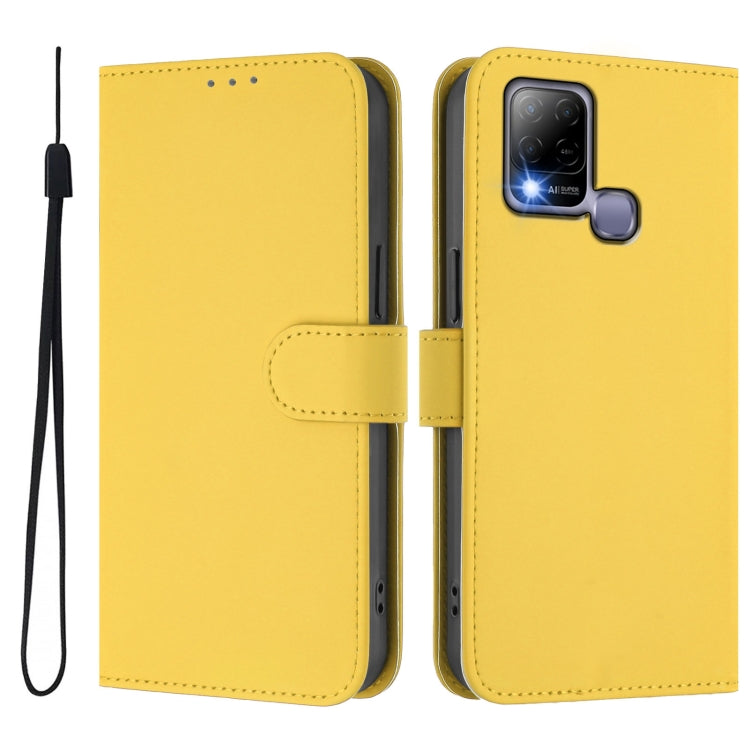 For Infinix Hot 10T / Hot 10s Skin Feel Solid Color Leather Phone Case with Lanyard