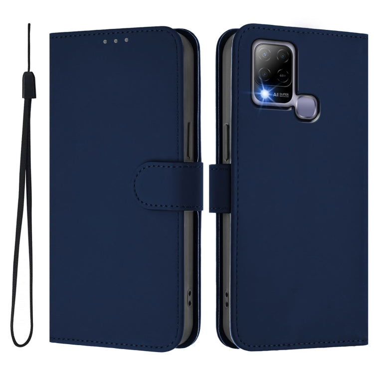 For Infinix Hot 10T / Hot 10s Skin Feel Solid Color Leather Phone Case with Lanyard