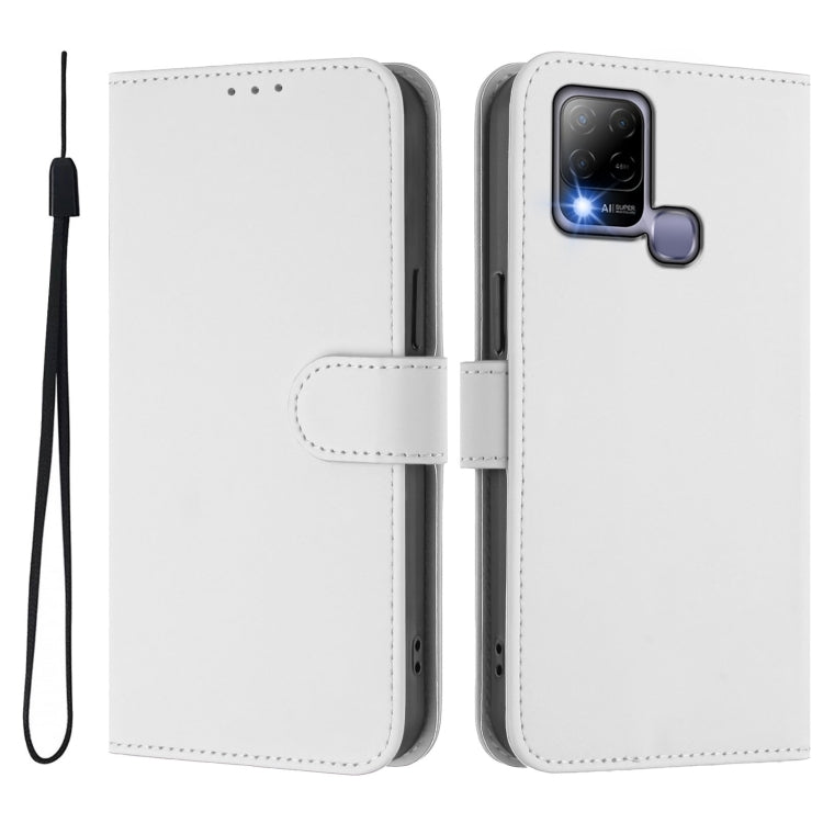 For Infinix Hot 10T / Hot 10s Skin Feel Solid Color Leather Phone Case with Lanyard