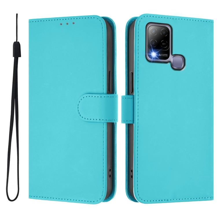 For Infinix Hot 10T / Hot 10s Skin Feel Solid Color Leather Phone Case with Lanyard