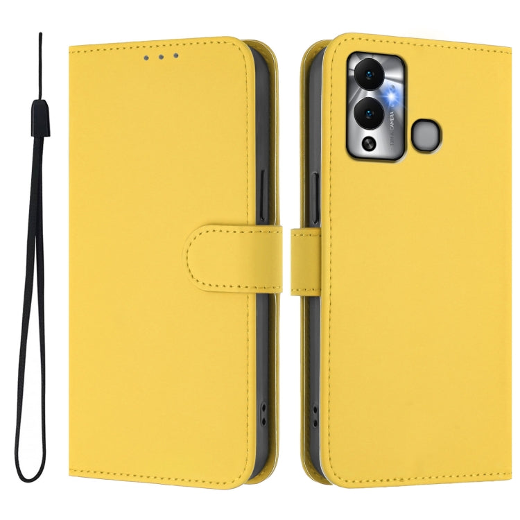 For Infinix Hot 12 Play Skin Feel Solid Color Leather Phone Case with Lanyard