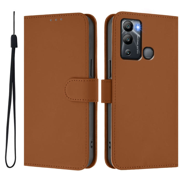 For Infinix Hot 12i / 20i Skin Feel Solid Color Leather Phone Case with Lanyard