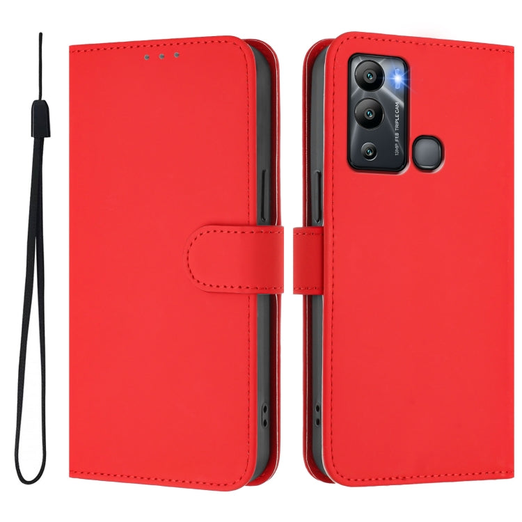 For Infinix Hot 12i / 20i Skin Feel Solid Color Leather Phone Case with Lanyard