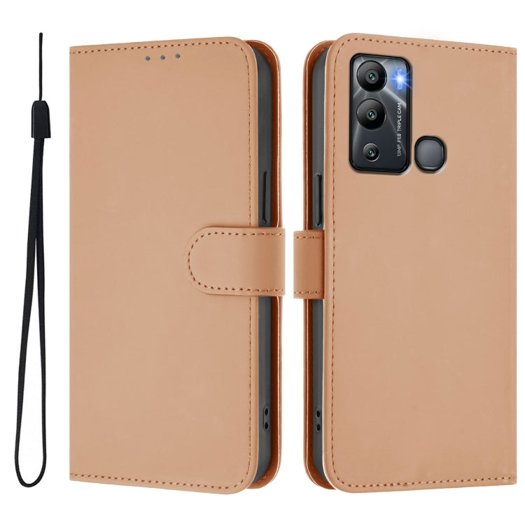 For Infinix Hot 12i / 20i Skin Feel Solid Color Leather Phone Case with Lanyard