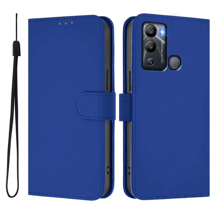 For Infinix Hot 12i / 20i Skin Feel Solid Color Leather Phone Case with Lanyard