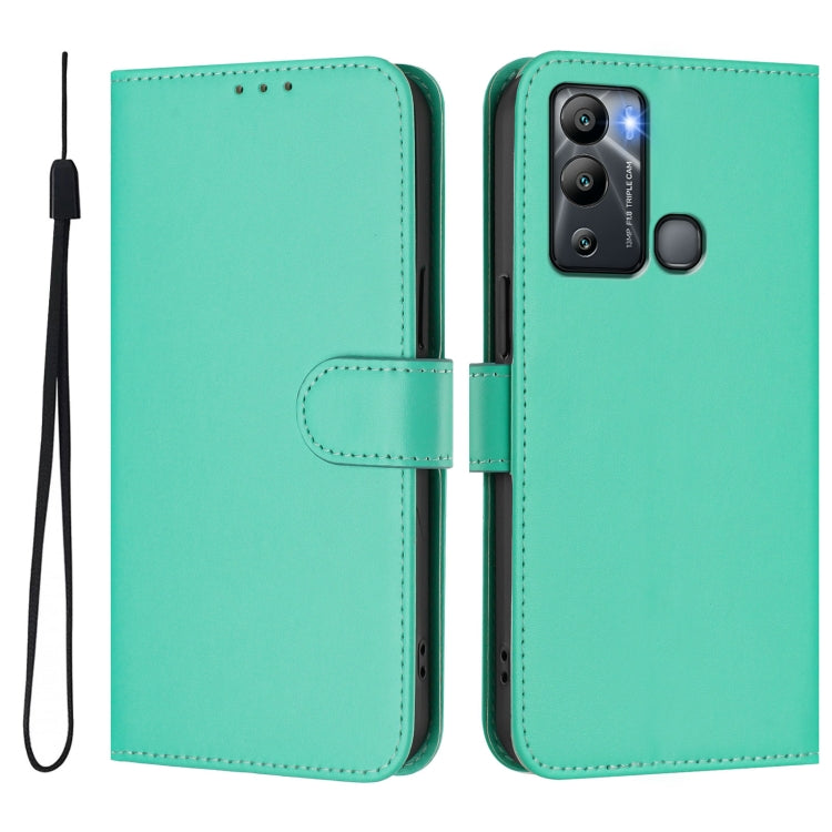 For Infinix Hot 12i / 20i Skin Feel Solid Color Leather Phone Case with Lanyard