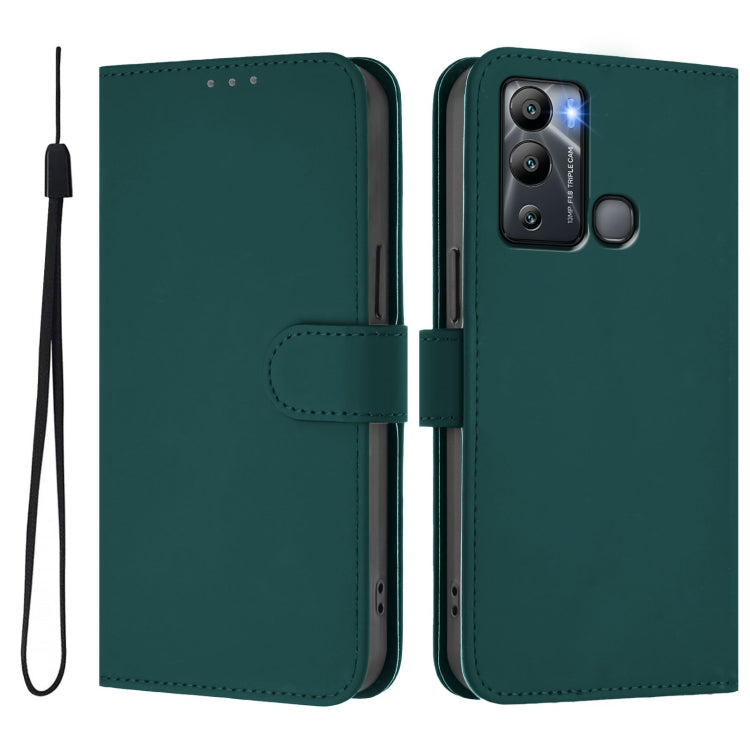 For Infinix Hot 12i / 20i Skin Feel Solid Color Leather Phone Case with Lanyard