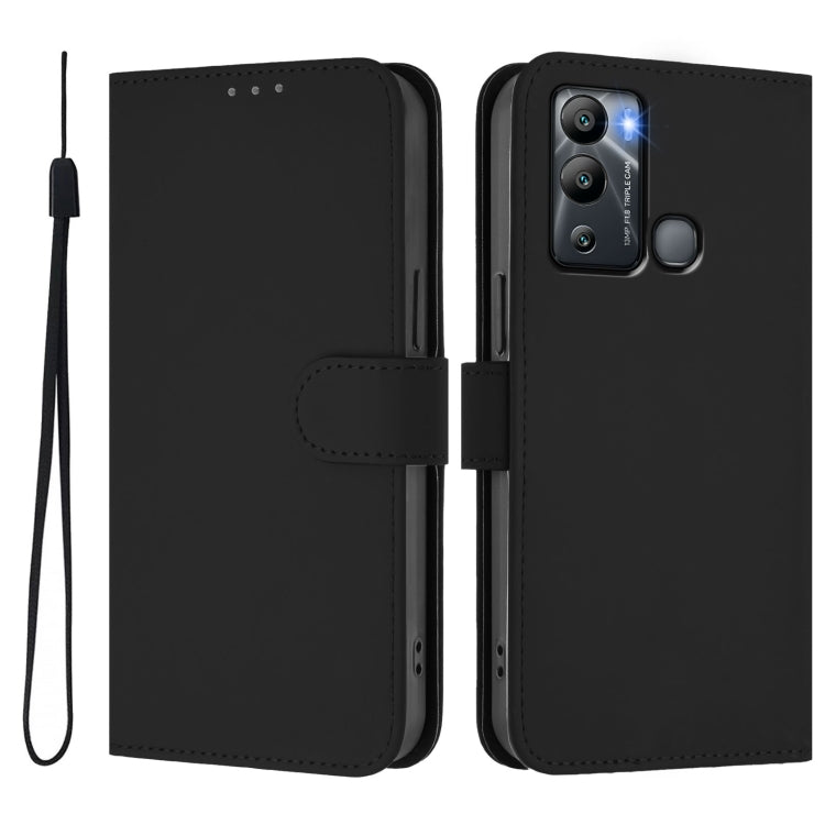 For Infinix Hot 12i / 20i Skin Feel Solid Color Leather Phone Case with Lanyard