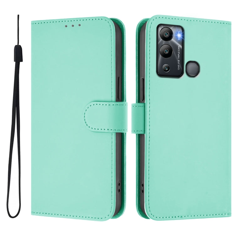 For Infinix Hot 12i / 20i Skin Feel Solid Color Leather Phone Case with Lanyard