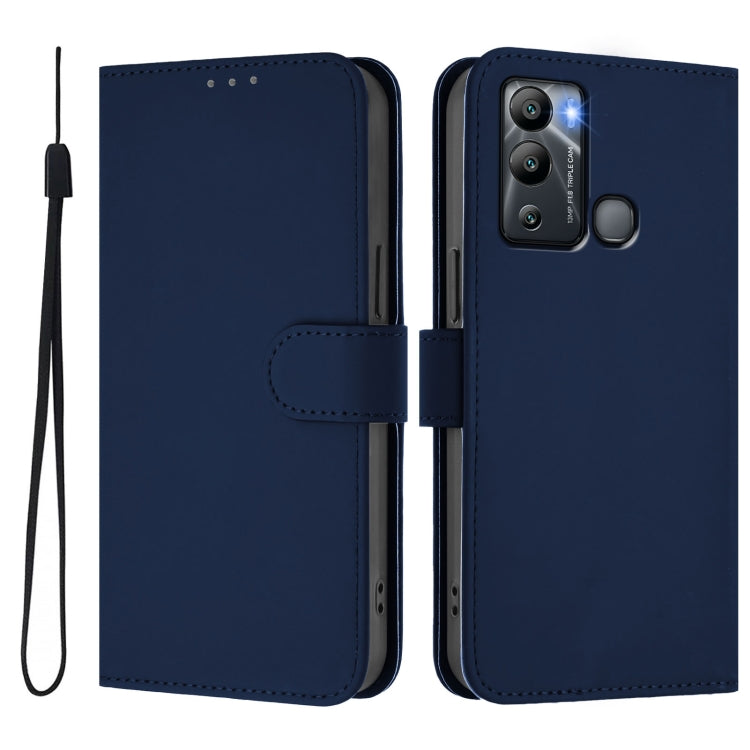 For Infinix Hot 12i / 20i Skin Feel Solid Color Leather Phone Case with Lanyard
