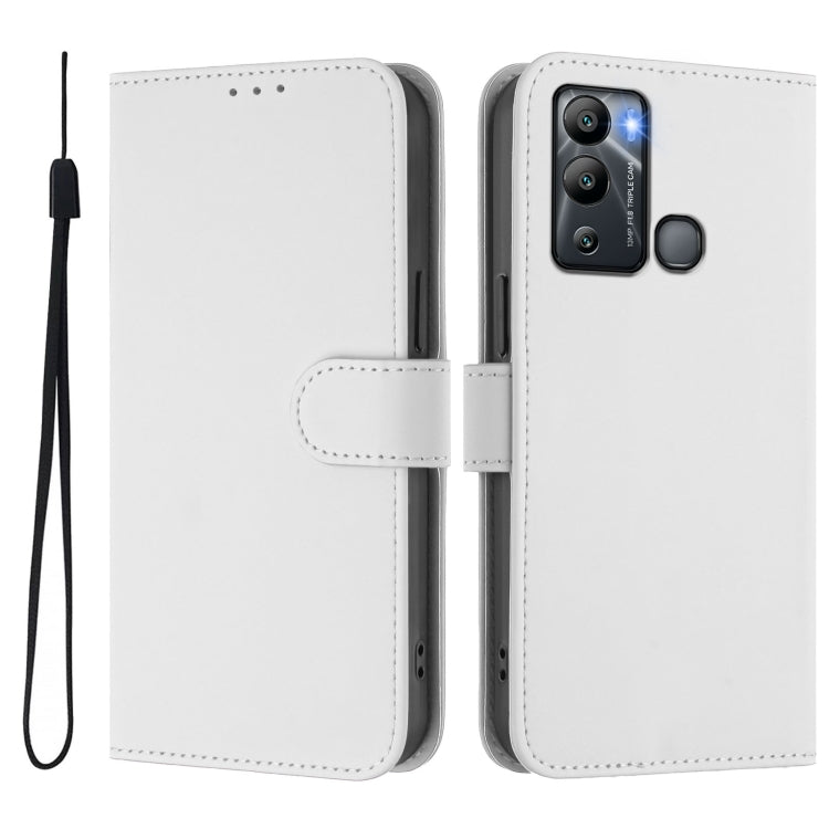 For Infinix Hot 12i / 20i Skin Feel Solid Color Leather Phone Case with Lanyard