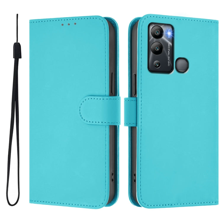 For Infinix Hot 12i / 20i Skin Feel Solid Color Leather Phone Case with Lanyard