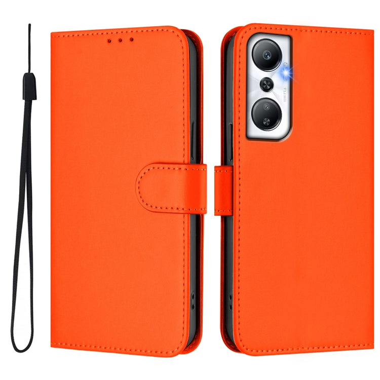 For Infinix Hot 20 4G Skin Feel Solid Color Leather Phone Case with Lanyard
