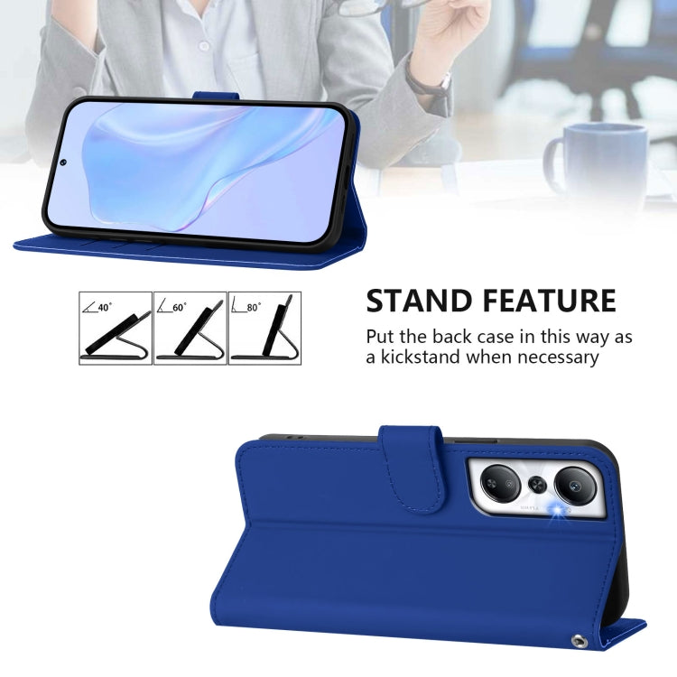 For Infinix Hot 20 4G Skin Feel Solid Color Leather Phone Case with Lanyard