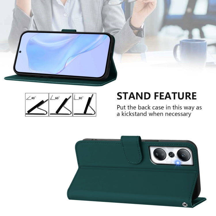 For Infinix Hot 20 4G Skin Feel Solid Color Leather Phone Case with Lanyard