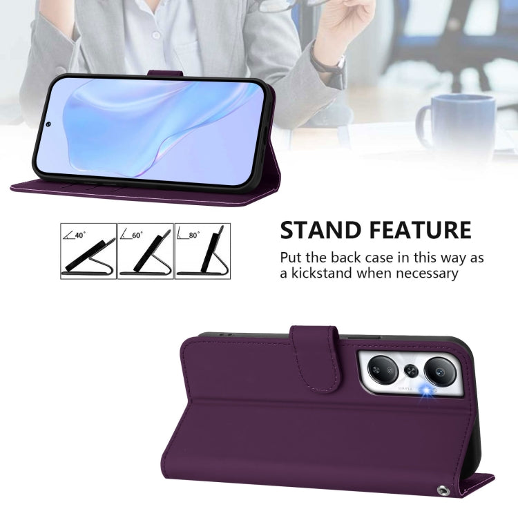 For Infinix Hot 20 4G Skin Feel Solid Color Leather Phone Case with Lanyard
