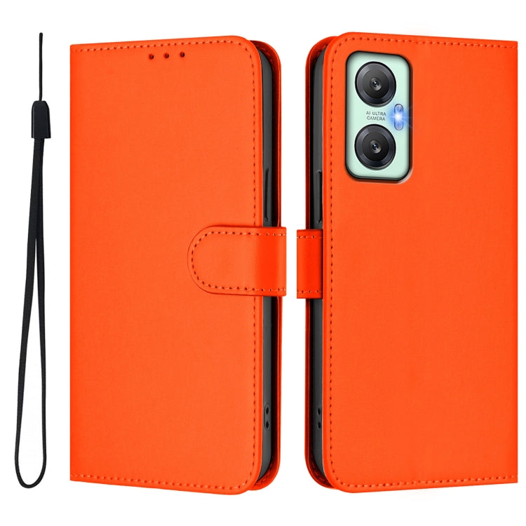 For Infinix Hot 20 5G Skin Feel Solid Color Leather Phone Case with Lanyard