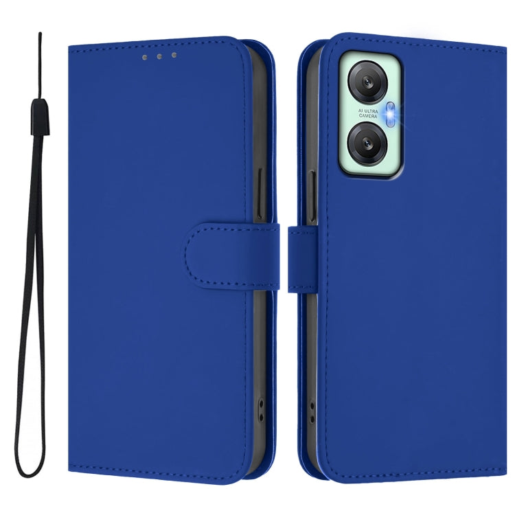 For Infinix Hot 20 5G Skin Feel Solid Color Leather Phone Case with Lanyard