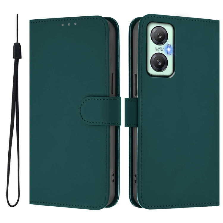 For Infinix Hot 20 5G Skin Feel Solid Color Leather Phone Case with Lanyard