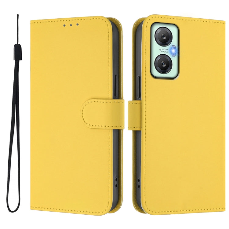 For Infinix Hot 20 5G Skin Feel Solid Color Leather Phone Case with Lanyard