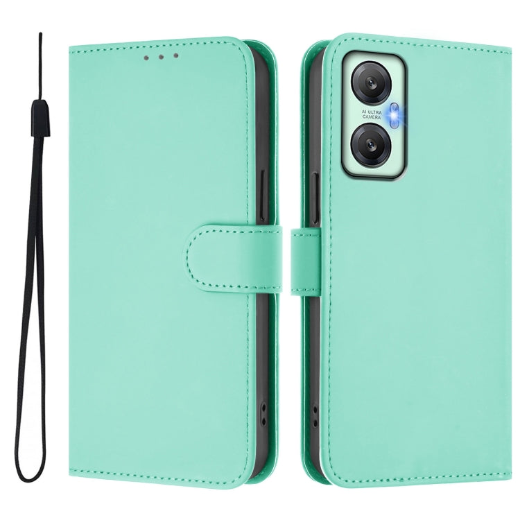 For Infinix Hot 20 5G Skin Feel Solid Color Leather Phone Case with Lanyard