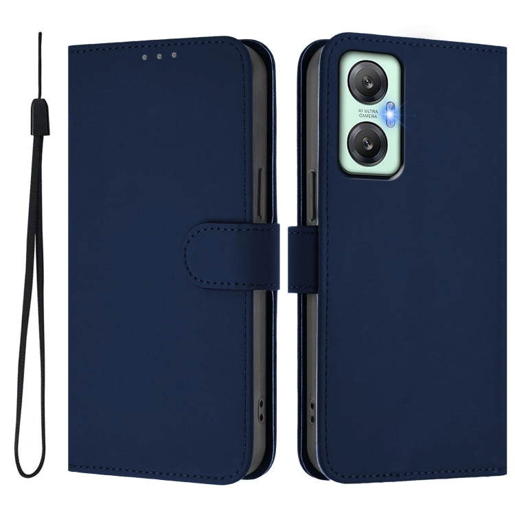 For Infinix Hot 20 5G Skin Feel Solid Color Leather Phone Case with Lanyard