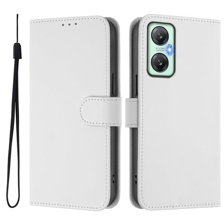 For Infinix Hot 20 5G Skin Feel Solid Color Leather Phone Case with Lanyard